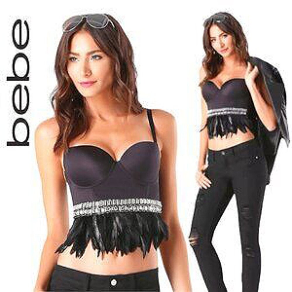 💥SEXY GLAM BOMBSHELL!💥OSTRICH FEATHRS & CRYSTALS CORSET IN BLACK